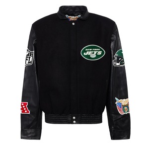 Veste universitaire en laine et cuir New York, noire - Product Image 1