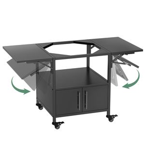 Carrello in Metallo per Barbecue da Esterno, Compatibile con Big Green Egg, con 2 Pannelli Pieghevoli - Product Image 3