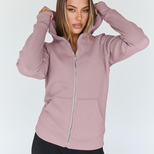 Sudadera con capucha de forro polar rosa con cremallera completa para mujer, mezcla de algodón, informal, para invierno, con cremallera, fabricación OEM y ODM - Product Image 4