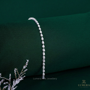 Bracelet tennis de luxe en diamant de laboratoire en forme de poire, plaqué rhodium, pour femme, cadeau d'anniversaire, certifié IGI, bijoux fins - Product Image 2