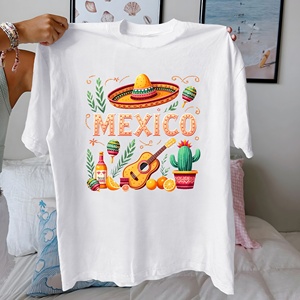 MÉXICO con sombrero decorativo Camiseta cómoda de algodón puro para mujer - Product Image 1