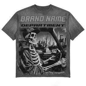 T-shirt à manches courtes pour homme, service OEM, motif crâne, style streetwear, col rond, design imprimé, personnalisable - Product Image 6