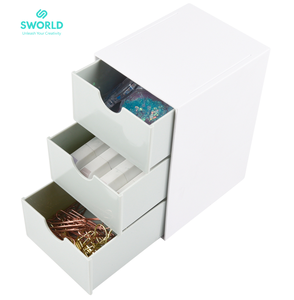 SWORLD OEM ODM 3 Layer PP <b>Plastic</b> Desk Organizer <b>Drawer</b> <b>Storage</b> Container Minimalist Design Wholesale - Product Image 1