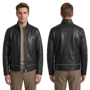 Custom Aviator <b>Brown</b> PU <b>Leather</b> <b>Jacket</b> for Men with Shearling Style Collar and Heritage Flight Inspired Details - Product Image 3