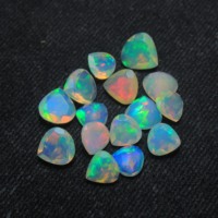 Ópalo Etíope Natural en Forma de Corazón de 5mm, Corte Facetado, con Juego de Color o Multifuego, para Fabricación de Joyas, Venta al Por Mayor