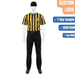 Uniforme de Béisbol Personalizado con Rayas Amarillas y Negras, Jersey, Pantalones y Gorra, Conjunto Completo al por Mayor - Product Image 1