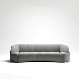 Sofá Curvo de Lujo en Bouclé Blanco, Sofá Moderno de 3 Plazas con Forma Orgánica, Tapizado con Canales Verticales y Silueta Escultural - Product Image 3