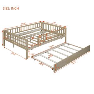 Lettino in Legno per Bambini a Grandezza Naturale con Letto Estraibile e Sponde di Sicurezza in Legno Naturale - Product Image 3