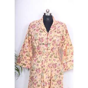 เสื้อเชิ้ตผู้หญิงลายดอกไม้ เสื้อแจ็คเก็ตพิมพ์ลายผ้าฝ้ายทำมือ เสื้อเชิ้ตผ้าฝ้ายพิมพ์ลายโบฮีเมียน เสื้อผ้าผู้หญิงไซส์ใหญ่ - Product Image 4