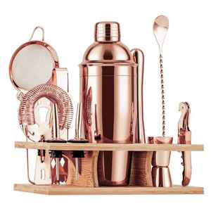 Ensemble de mixologie plaqué cuivre pour les activités de bar à domicile, la création de cocktails, la préparation de boissons et l'accueil des invités - Product Image 3