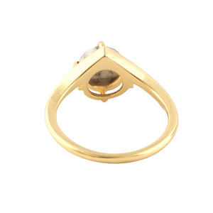 Stunning 8mm Round Shape Mohave Purple Copper <b>Turquoise</b> Stackable <b>Ring</b> Brass <b>Gold</b> Plated Prong Setting Handcrafted 8US Size <b>Ring</b> - Product Image 6