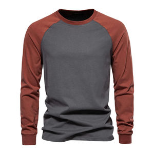 Camiseta Casual de Manga Larga Raglán para Hombre - Camiseta de Manga Larga Ajustada de Mezcla de Algodón con Cuello de 3 Botones y Contraste de Color - Product Image 6