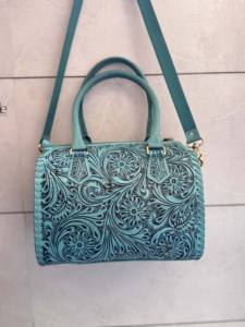 Bolso de Mano de Cuero Tallado a Mano 2026, Estilo Bohemio Gitano, Hecho a Mano, Color Azul, Elegante, Multiusos - Product Image 4