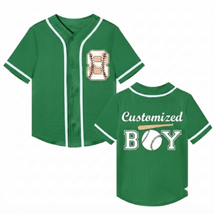 Camiseta Deportiva de Béisbol Verde Personalizada para Hombre Adulto, Camisa Atlética con Botones Completos, Nombre del Equipo y Número Personalizados, Torneo 100% - Product Image 1