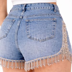 Shorts en jean à franges pour femmes, couleur personnalisée, taille haute, décontractés, mode estivale, coupe confortable, look tendance, shorts en jean pour femmes - Product Image 6