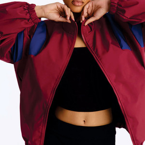 Women Nylon Lightweight Zip Up Windbreaker <b>Jacket</b> Sporty Custom Panel Design OEM Activewear Outerwear Bulk Supplier Manufacture - Product Image 3