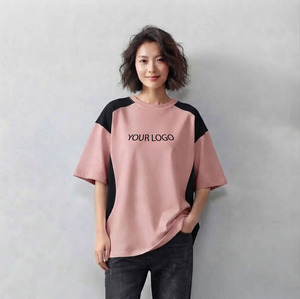 T-shirt pour femme de style hip-hop de haute qualité, coupe ample avec empiècements contrastés, léger, confortable, respirant, idéal pour l'été - Product Image 1
