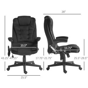 Sedia da Ufficio Direzionale Nera con Schienale Alto, Massaggio Vibrante a 6 Punti, Riscaldamento, Design Contemporaneo Confortevole in Velluto, Nylon e PU per Scrivanie - Product Image 3