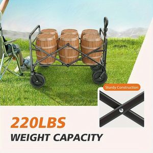 All-Terrain 220LBS Heavy Duty Utility Garden Cart 1pc Collapsible Foldable Wagon with Beach Lawn Sports Cam for <b>Camping</b> - Product Image 6