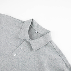 เสื้อโปโลแขนสั้นผู้ชาย สีเทา ผ้าถัก 100% คอตตอน สวมใส่สบาย สีพื้น ทรงปกติ ไซส์ใหญ่ คอปกโปโล - Product Image 3