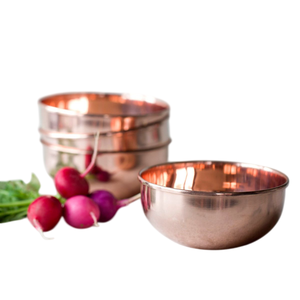 Modern Polished <b>Copper</b> Bowls Set 3 Stackable Eco-Friendly Metal Serving Bowls Custom Logo for Food Fruit Decorative Dining Table - Product Image 1