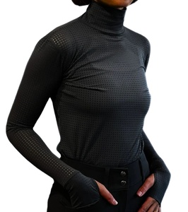 Nouveau Maillot d'équitation personnalisé 2025 pour femme, col roulé, manches courtes, séchage rapide, maille brodée avec logo, en Spandex/Polyester, haute qualité - Product Image 6