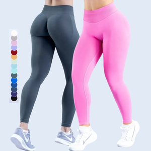Wholesale High Quality Custom Logo Fitness Gym <b>Tights</b> No Front <b>Line</b> Seamless Soft High Waist Yoga Pants Leggings Women - Product Image 1