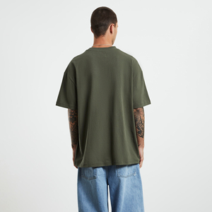 Wholesale Vintage <b>Acid</b> Wash Knitted T-Shirt Summer Men's Oversized Casual <b>Drop</b> Shoulder Top Custom Logo Breathable Plus Size OEM - Product Image 2