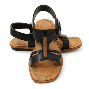 Peshawari Chappal T-Strap Genuine Leather Peep Toe Handmade Lightweight Sandals Open Toe Cushioned Rubber Outsole All Seasons - Product Image 2