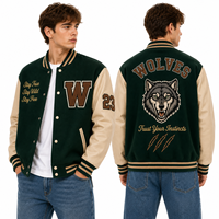 Blouson universitaire personnalisé pour homme, style Letterman, bleu marine, avec logo brodé des Hawks sur le devant et les patchs arrière, coupe-vent et séchage rapide