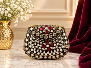 Black Rhinestone Pearl Luxury High Quality Fashion PU Evening Clutch Purse Chain Strap Floral Design for Party Wedding Banquet - Product Image 1