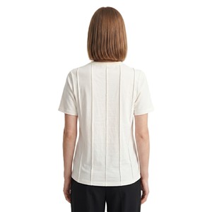 Custom Beige 100% Cotton Tee Women's Shirts Pleated Vertical Seam Short Sleeve T-Shirt Y2K Trendy Embroidery Logo Plus Size <b>Tops</b> - Product Image 2