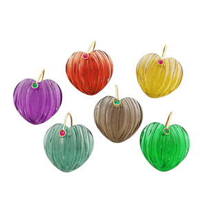 Amethyst Quartz Pumpkin Carving Pendant Handmade Amethyst Shape Gold Plated Carving Charm Carving Heart Shape Pendant Wholesaler - Product Image 2