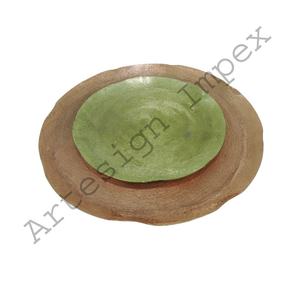 Juego de 2 bandejas de visón de aluminio | Bandejas de servicio de color dorado y cobre de forma redonda Serveware decorativo elegante y duradero - Product Image 1