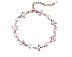 เครื่องประดับเพชรโมอิสซาไนต์สำหรับงานแต่งงานสร้อยข้อมือเงินสเตอร์ลิงประดับมุกฝังขอบการตั้งค่ากำไลสไตล์ทางศาสนา - Product Image 1