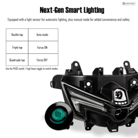 Lampu Depan Motor AJLIGHT DESIGN NMAX V3 LED Display Screen RGB Dual Lens Daytime Running Light Retrofit 28W/35W Taiwan
