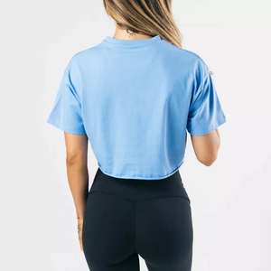 T-shirt court 100 % coton uni à manches courtes pour femme, idéal pour le fitness, décontracté, athleisure, personnalisable avec logo OEM - Product Image 6