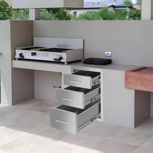 Armadietti a Tre Cassetti 35x50x58 cm per Cucine Esterne o Cortili per lo Stoccaggio - Product Image 2