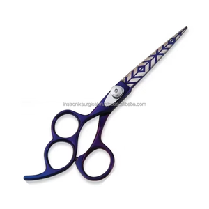 Tijeras Profesionales de Acero Inoxidable con Recubrimiento de Titanio Morado para Cortar el Cabello, Tijeras de Barbero de Tres Anillos, Venta al por Mayor OEM ODM - Product Image 1