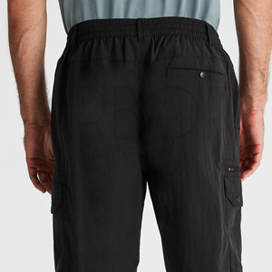 Pantalon cargo en coton léger, coupe ample, couleur noire, design unique, style streetwear décontracté, nouveau produit, avec logo personnalisé, fournisseur fiable. - Product Image 6