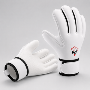 Private Label White Goalkeeper Gloves Breathable Non Slip Full Finger Soccer Match Training Gloves With Wide Wrist <b>Strap</b> - Product Image 1