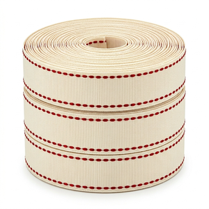 Ruban gros-grain 25 mm ivoire crème à bordure rouge pour cadeaux de mariage, emballage cadeau, nœuds pour cheveux - Fournisseur en gros - Product Image 4