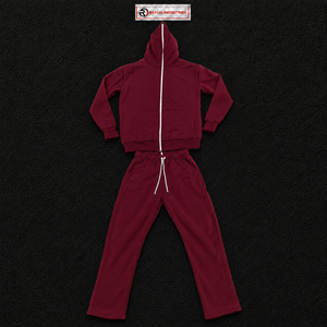 Conjunto Deportivo Color Granate para Hombre, Sudadera con Cierre Completo y Pantalones Jogger, Dos Piezas, Ropa Casual Deportiva, Suave - Product Image 5
