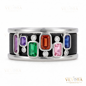 Couverture de bijoux en pierres précieuses multicolores raffinées, fabriquée en argent sterling 925 massif, accessoire haut de gamme pour bague connectée - Product Image 5