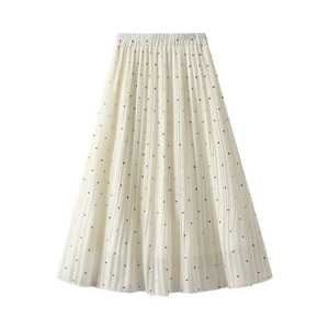 Chiffon <b>Skirts</b> Women's Chiffon Pleated Midi <b>Skirt</b> <b>Elastic</b> Waist Polka Dot Sheer <b>Skirt</b> Long Flowy Summer <b>Skirt</b> - Product Image 3