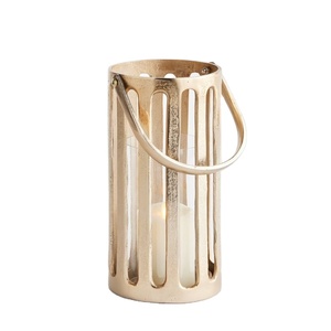 <b>Gold</b> <b>Frame</b> Glass Panel Lantern Clear Window Candle Holder Table Top Decorative Pillar Votive Modern Luxury Handmade Christmas - Product Image 3