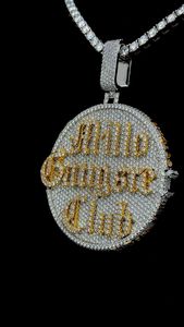 Colgante de Joyería Personalizado con Forma Redonda, Estilo Hip Hop, Chapado en Oro, Doble Capa, con Logotipo y Nombre, para Fiesta - Product Image 2