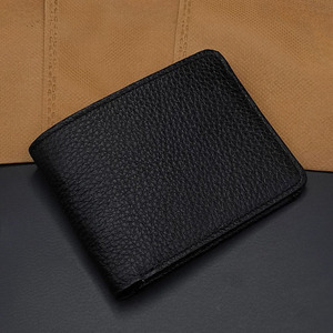 Portefeuille homme en cuir véritable noir, fin, avec porte-cartes, poche pour billets, plusieurs fentes, minimaliste, de qualité supérieure - Product Image 6