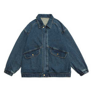 Vestes en jean pour hommes, coupe slim, en coton premium délavé, boutonnées, étiquette personnalisée, vente en gros - Product Image 2