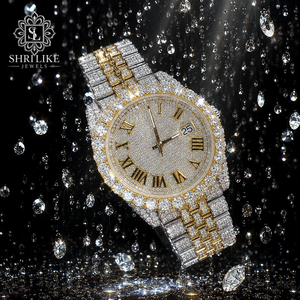 Luxury Custom Cartoon Coin Fully Iced Moissanite <b>Watch</b> <b>Men</b> Two-Tone Rose <b>Gold</b> Stainless Steel Band Glass Hip Hop Quartz Antique - Product Image 4